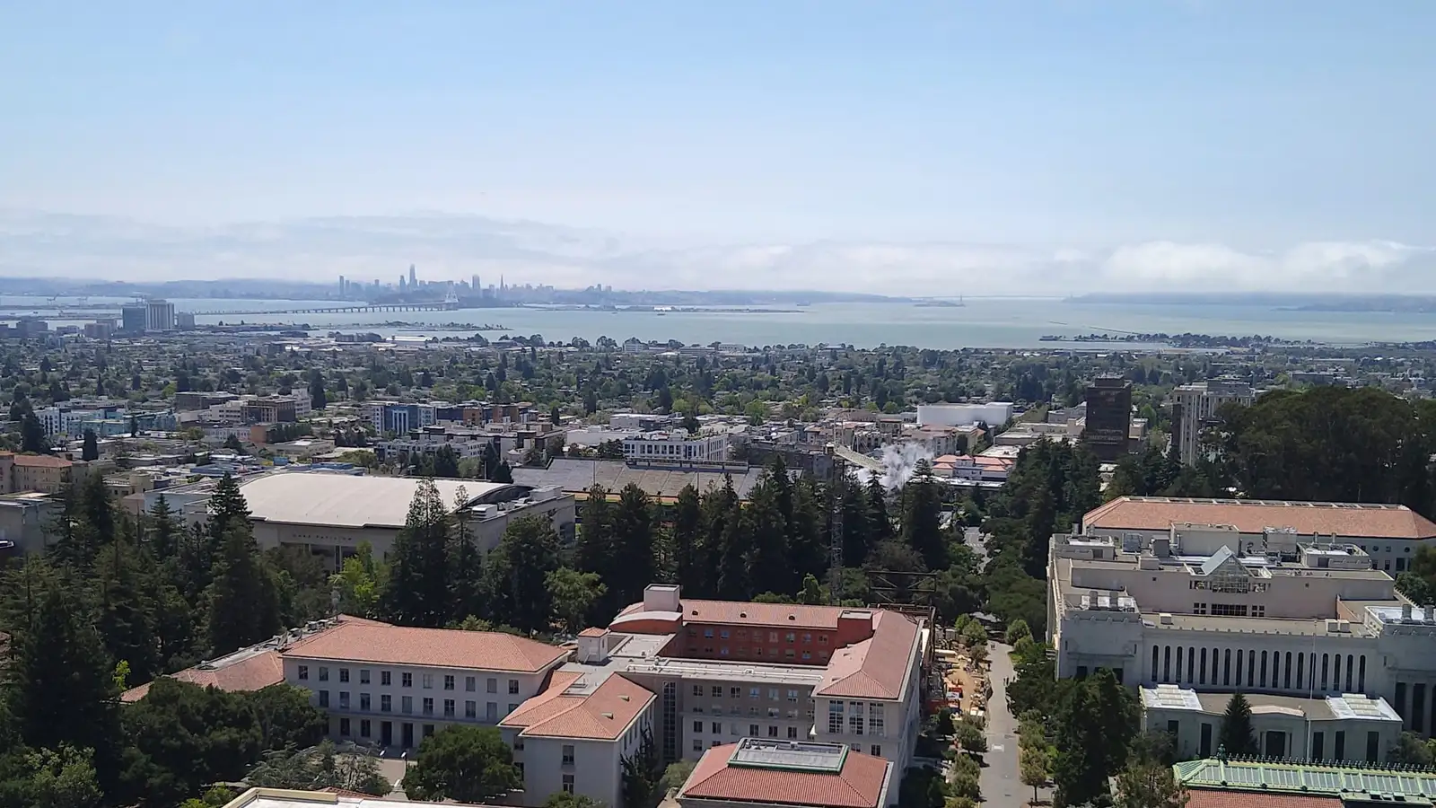 View over Berkeley and San Francisco Bay from Sather Tower at UC Berkeley