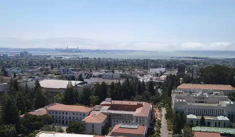 View over Berkeley and San Francisco Bay from Sather Tower at UC Berkeley