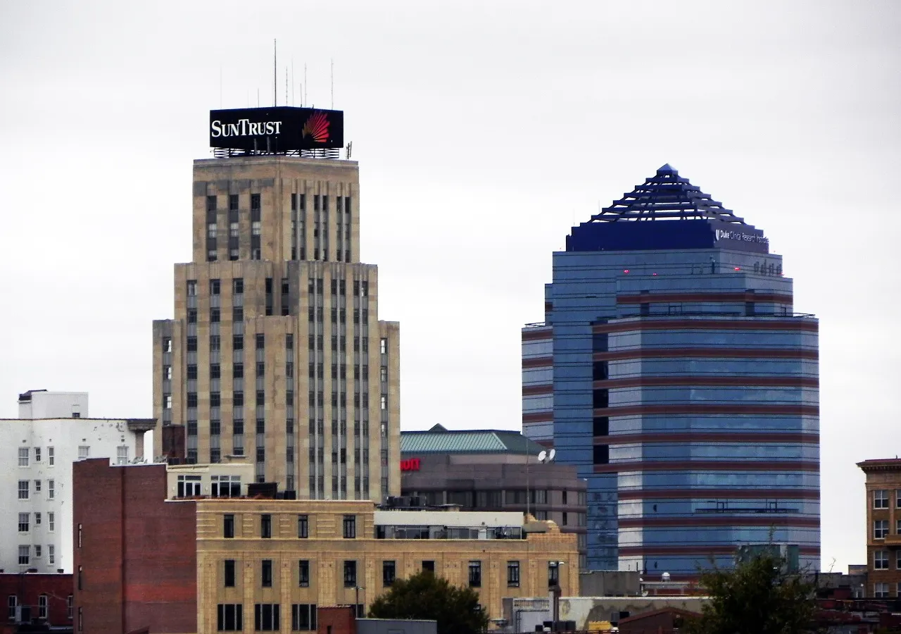 The downtown Durham, North Carolina skyline