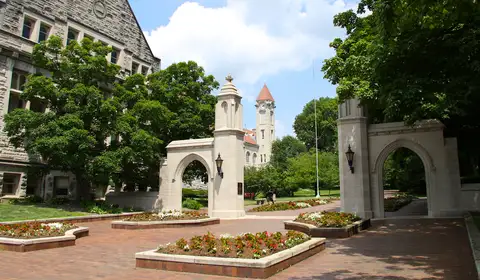 The Sample Gates entrance to Indiana University Bloomington's campus