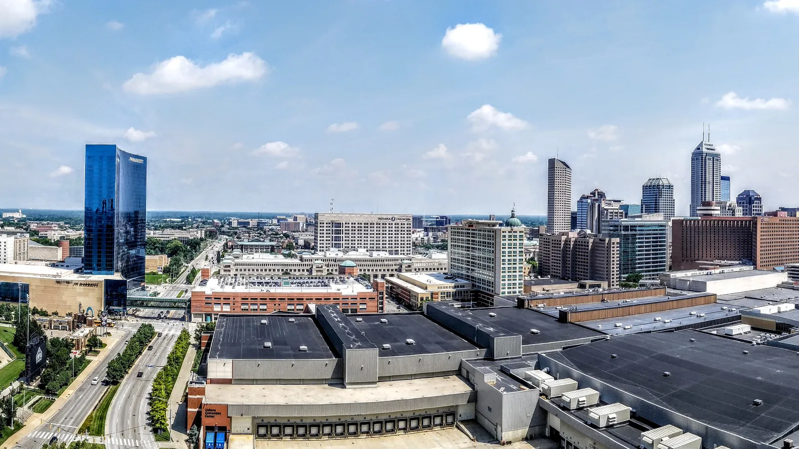 The downtown Indianapolis skyline