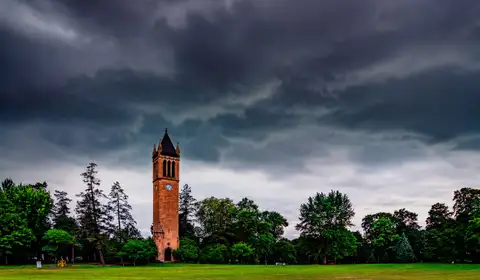 The Campanile on the Iowa State University campus in Ames, Iowa