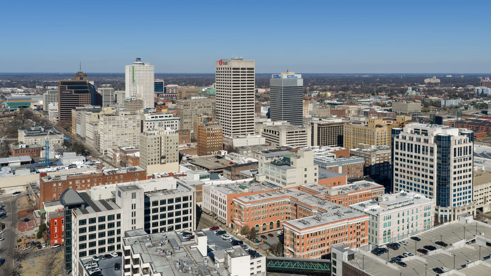Aerial view of downtown Memphis, Tennessee
