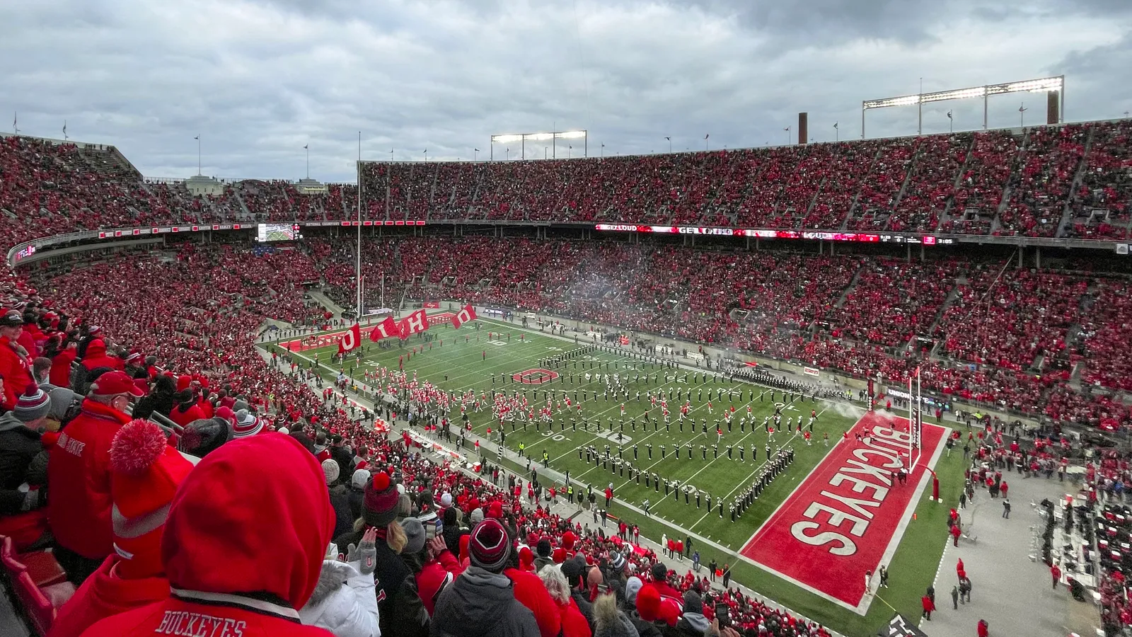 A packed crowd inside Ohio Stadium, known as "The Horseshoe," during a game