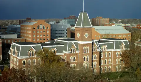 University Hall at Ohio State University under a dramatic sky