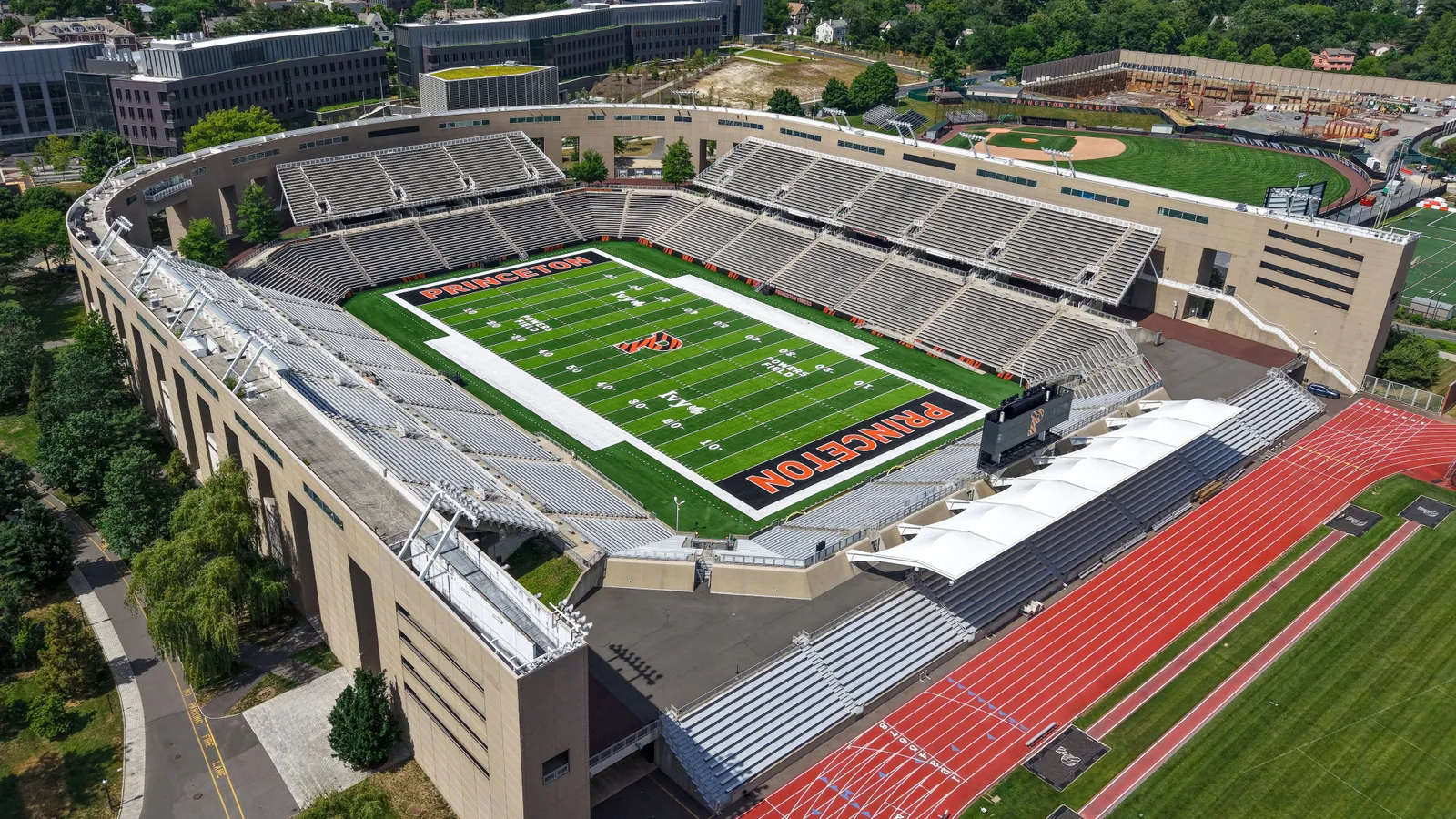 An aerial view of Powers Field at Princeton Stadium