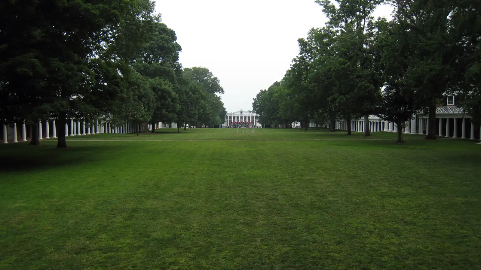 The Lawn at the University of Virginia, framed by the Academical Village colonnades