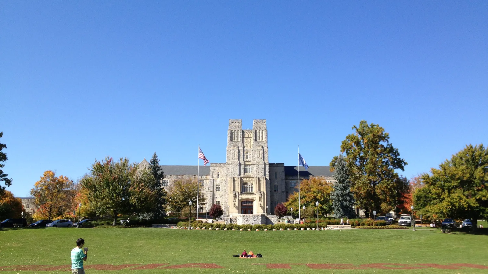 Burruss Hall on the Virginia Tech campus in Blacksburg