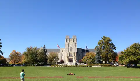 Burruss Hall on the Virginia Tech campus in Blacksburg