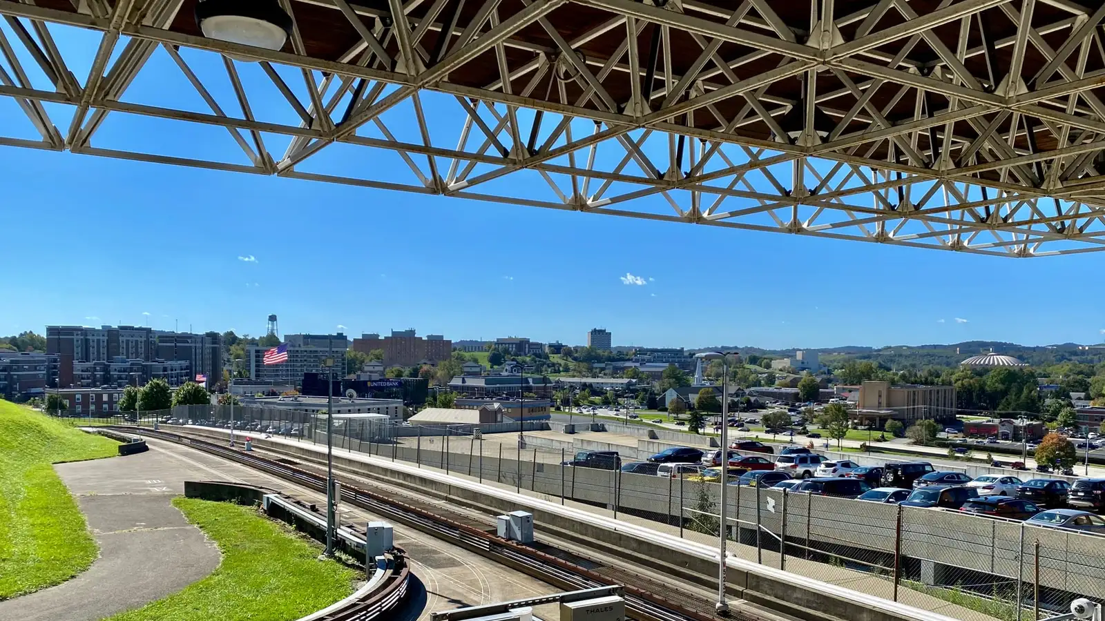 Panorama of the West Virginia University campus and Morgantown from the Health Sciences PRT station